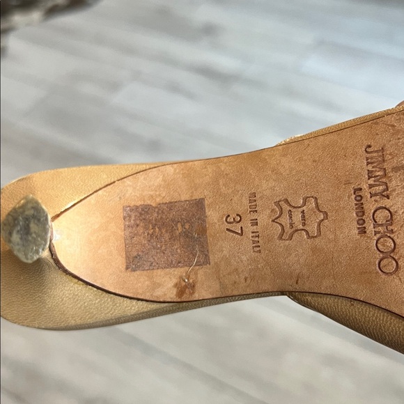 Jimmy Choo camel kitten heel classic pointy toe Leather slip on Mules 37/ 6 - Picture 7 of 12